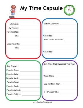 Time Capsule Teachers Printable