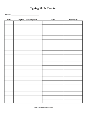 Typing Skills Tracker Teachers Printable