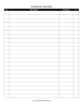Yearbook Checklist Teachers Printable
