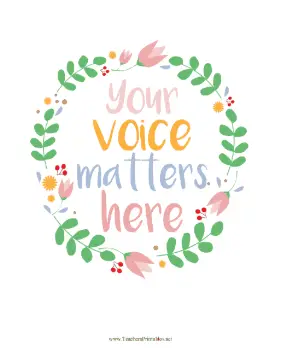 Your Voice Matters Here Sign Teachers Printable