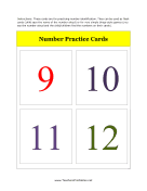 9 to 12 Number Flash Cards teachers printables