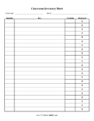 Classroom Inventory Sheet teachers printables