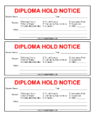 Diploma Hold Notice teachers printables