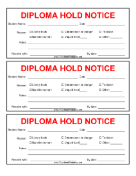 Diploma Hold Notice Return Items teachers printables