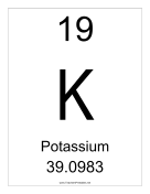 Potassium teachers printables