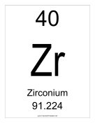 Zirconium teachers printables