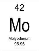 Molybdenum teachers printables