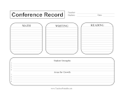 Teacher Parent Conference Record teachers printables