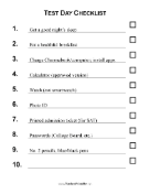 Test Day Checklist teachers printables