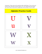 U to X Alphabet Flash Cards teachers printables